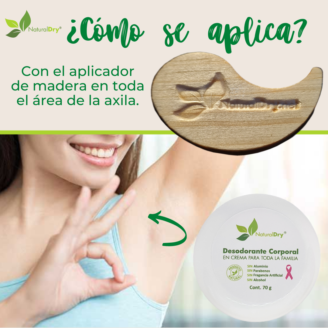 Aplicador de Madera para desodorante natural en crema