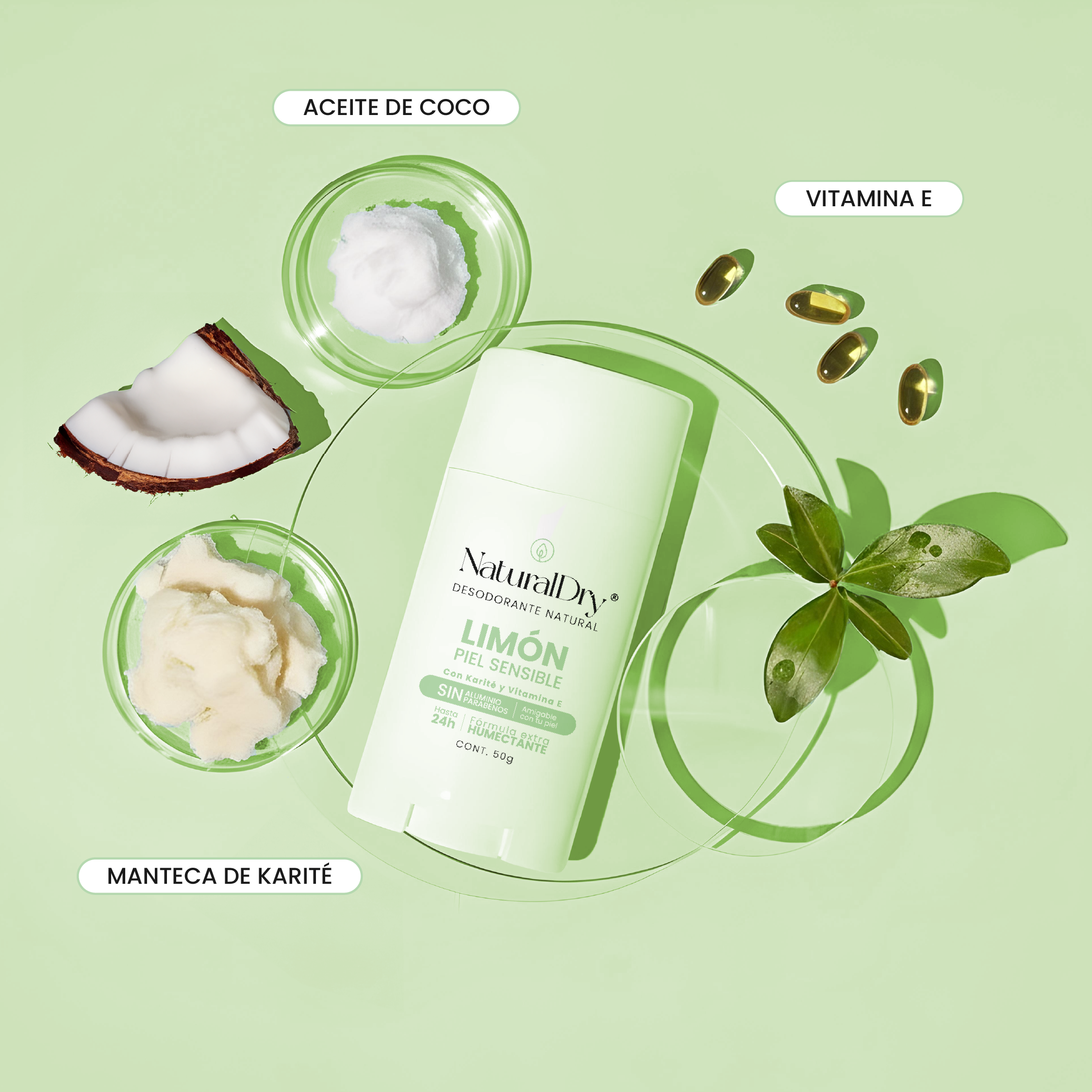 Desodorante natural en barra - limón - sin bicarbonato de sodio