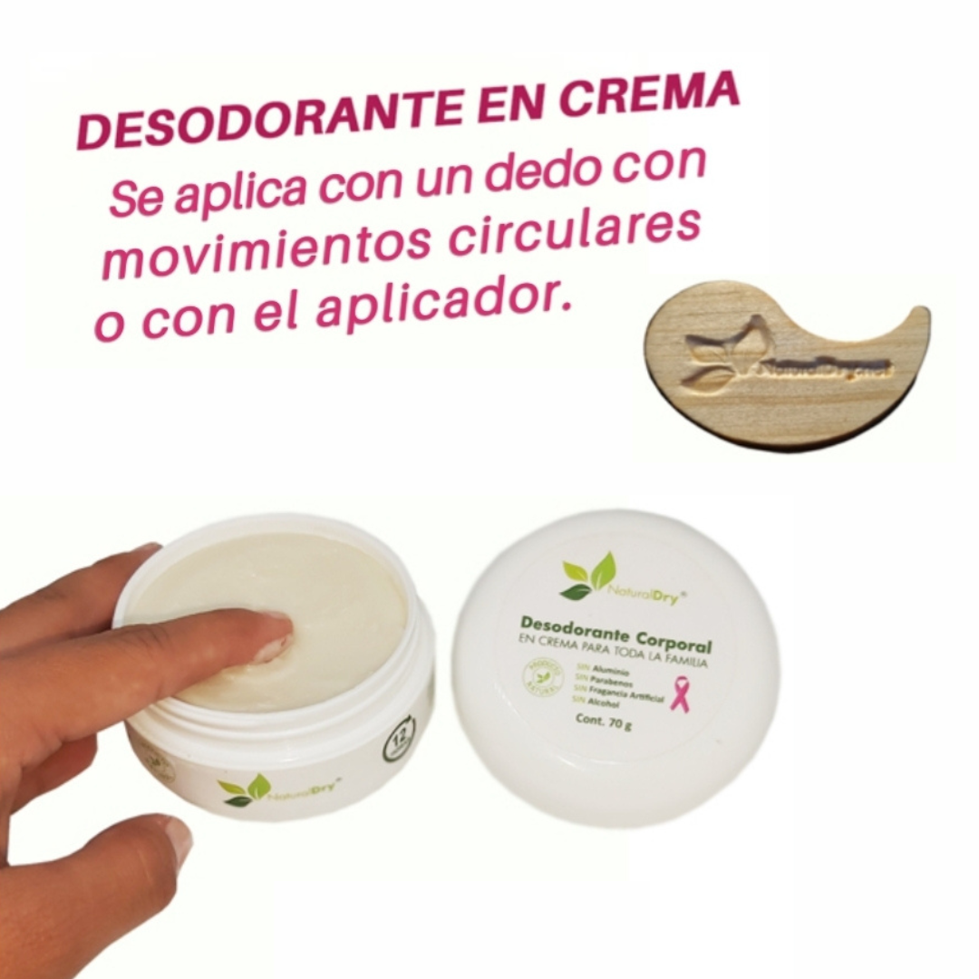 Aplicador de Madera para desodorante natural en crema