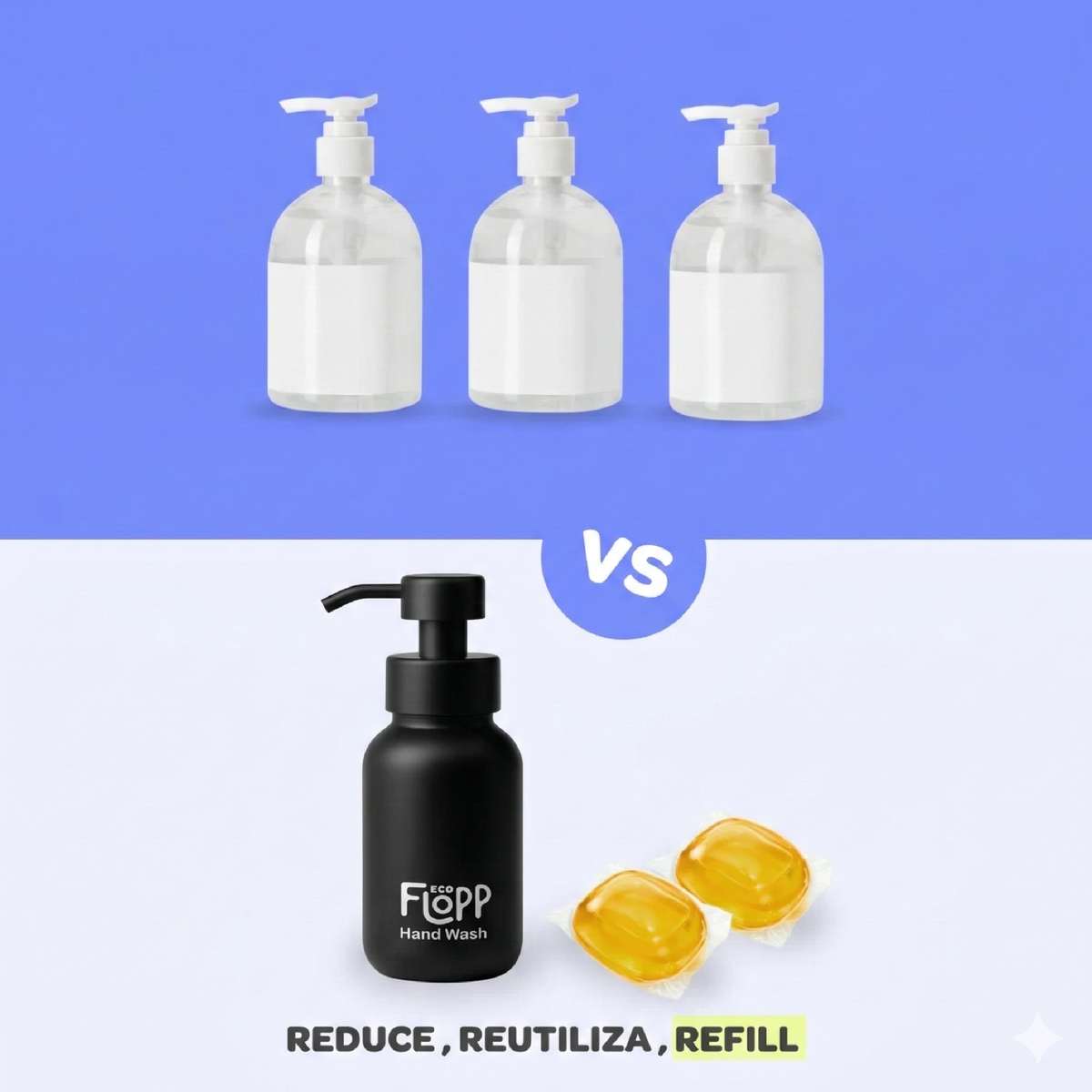 FLOPP jabon manos botella + dos capsulas bambú – NaturalDry Distribuidoras