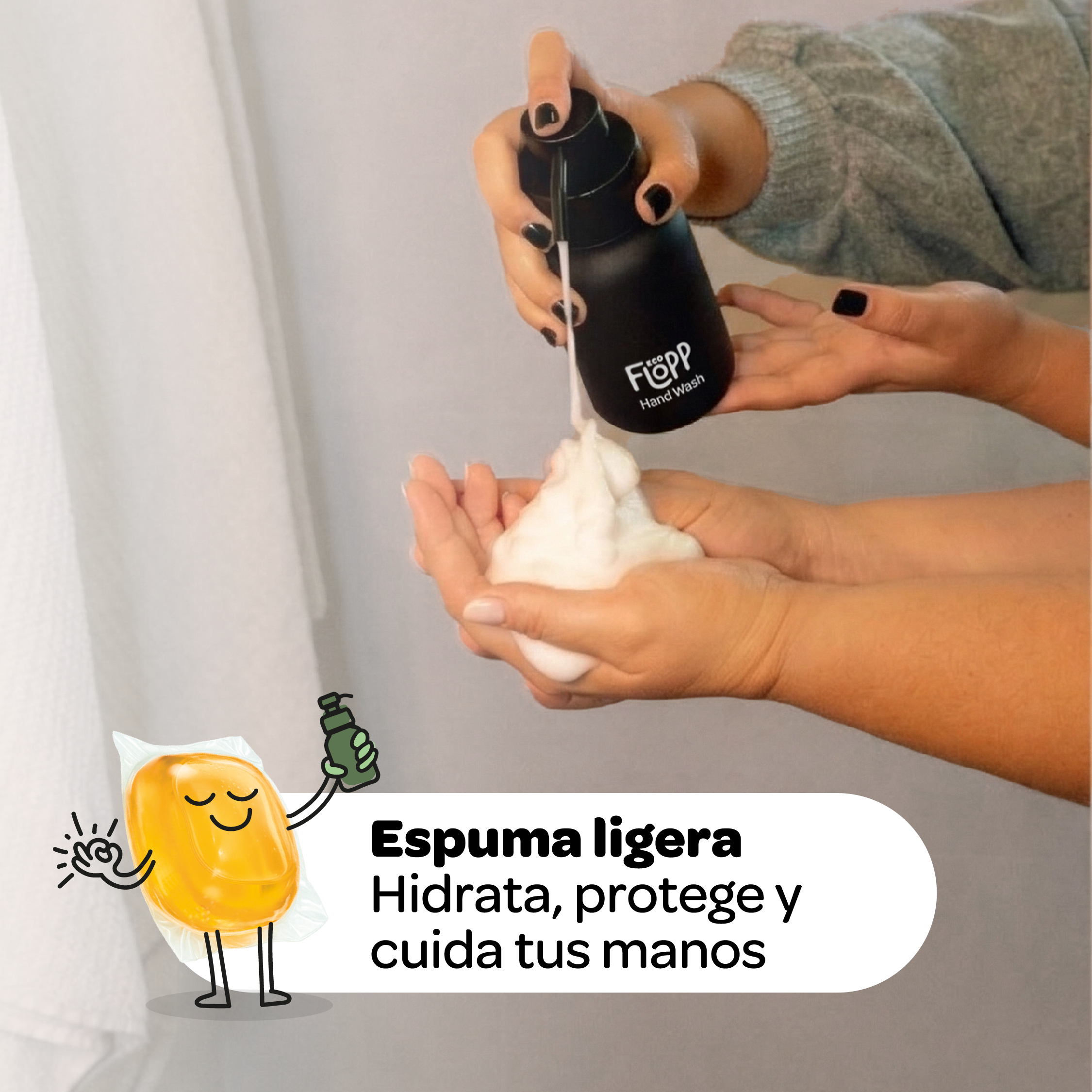 FLOPP jabon manos botella + dos capsulas bambú