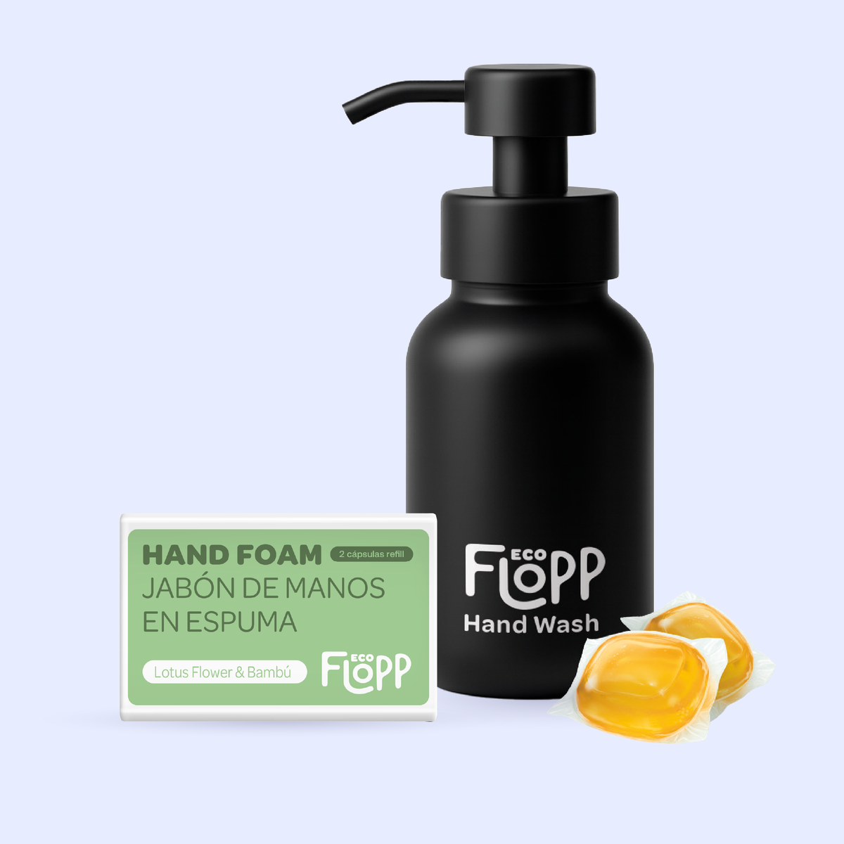 FLOPP jabon manos botella + dos capsulas bambú – NaturalDry Distribuidoras
