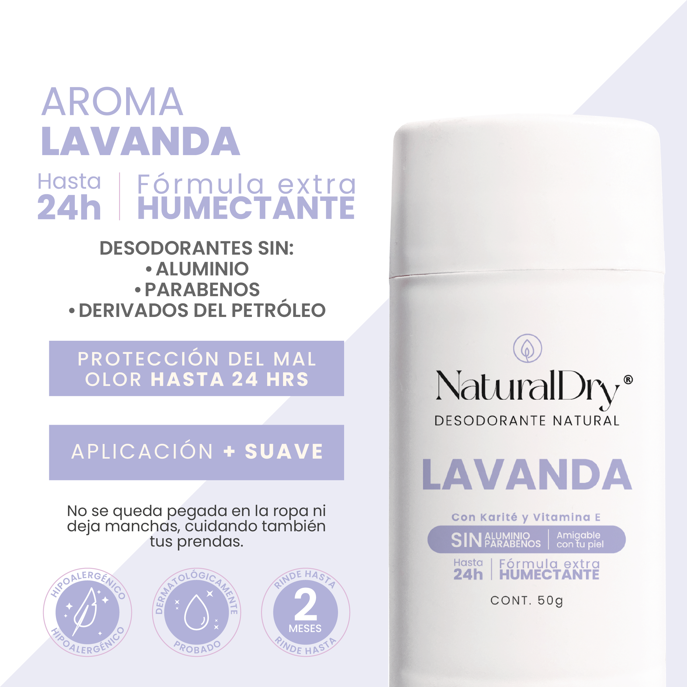 Desodorante natural en barra - mujer - lavanda