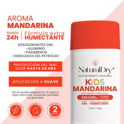 Desodorante natural corporal en barra - niños unisex - mandarina
