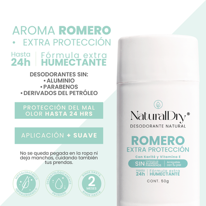 Desodorante natural MEN en barra - Aroma Romero con ALUMBRE