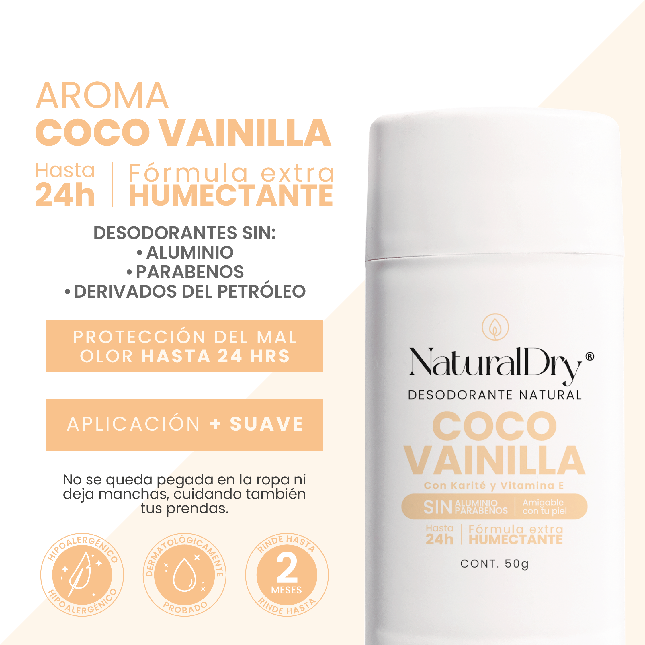 Desodorante natural NaturalDry en barra - Coco-Vainilla