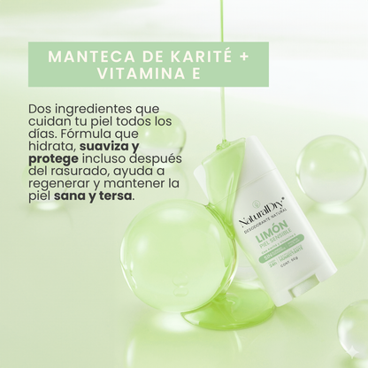 Desodorante natural en barra - limón - sin bicarbonato de sodio