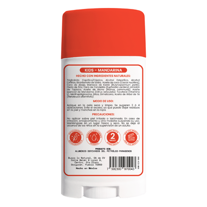 Desodorante natural corporal en barra - niños unisex - mandarina