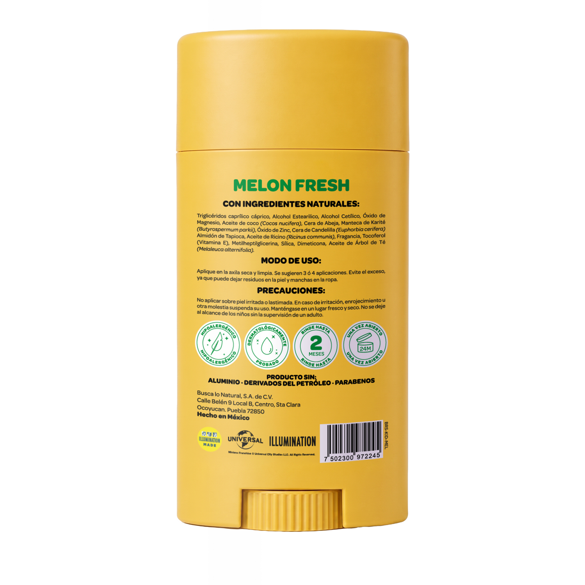 Desodorante natural corporal en barra Kids - Minions - Melon Fresh - piel sensible