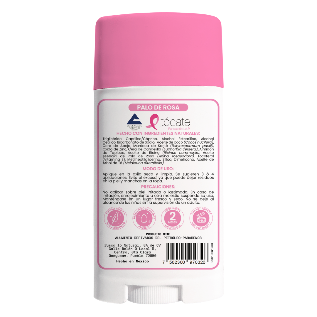 Desodorante natural en barra - Artesanal - Palo de Rosa- NaturalDry®